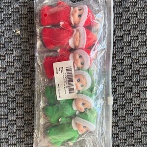 Set of Christmas Elf Dolls in Red and Green